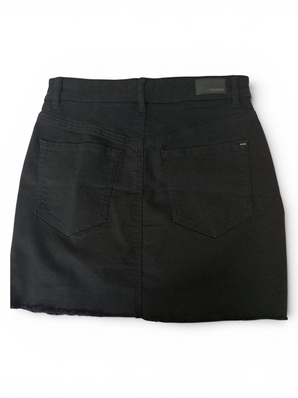 Garage Black Denim Mini Skirt with Back Pockets